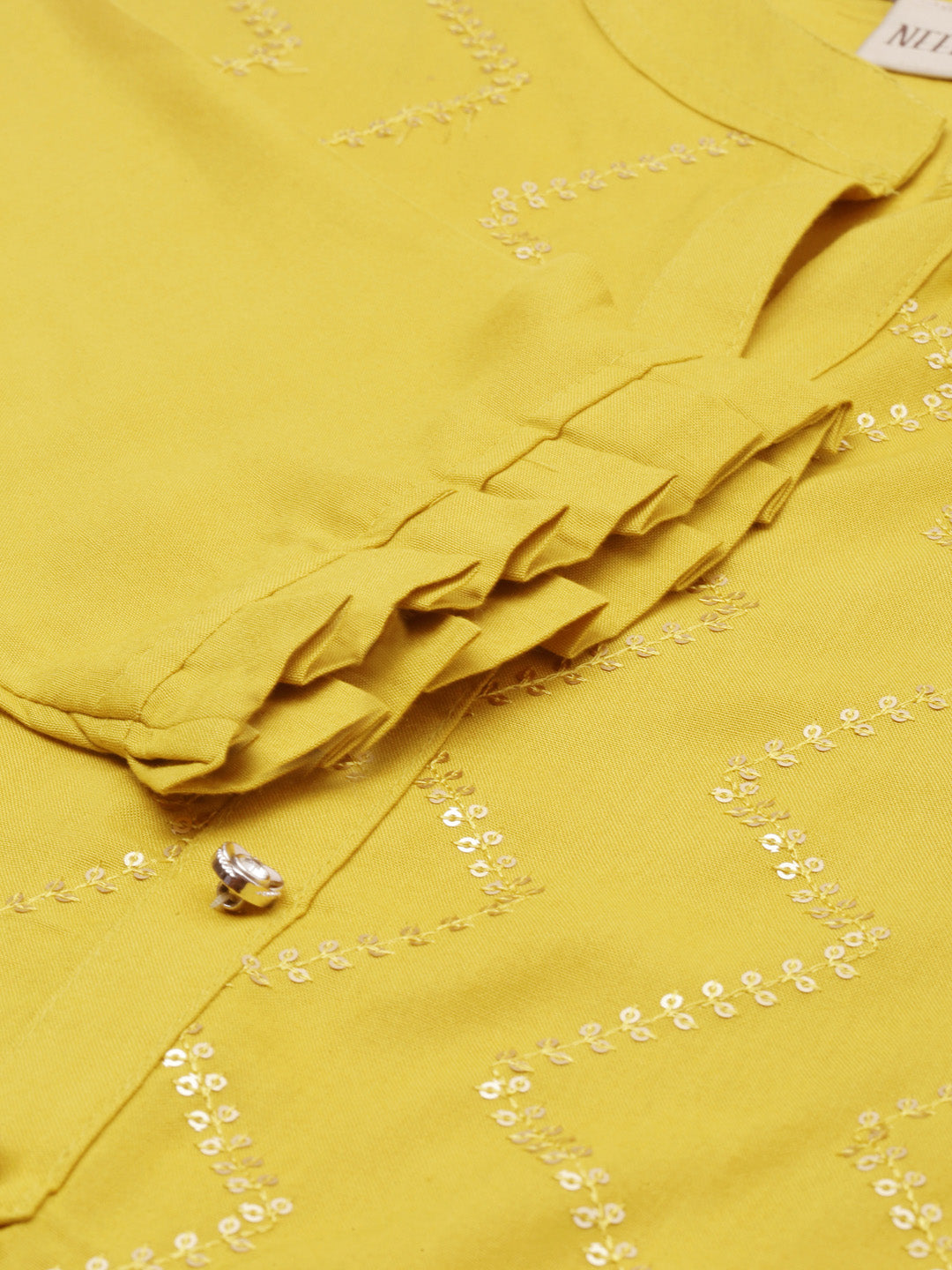 Neerus Yellow Embellished Straight Kurta