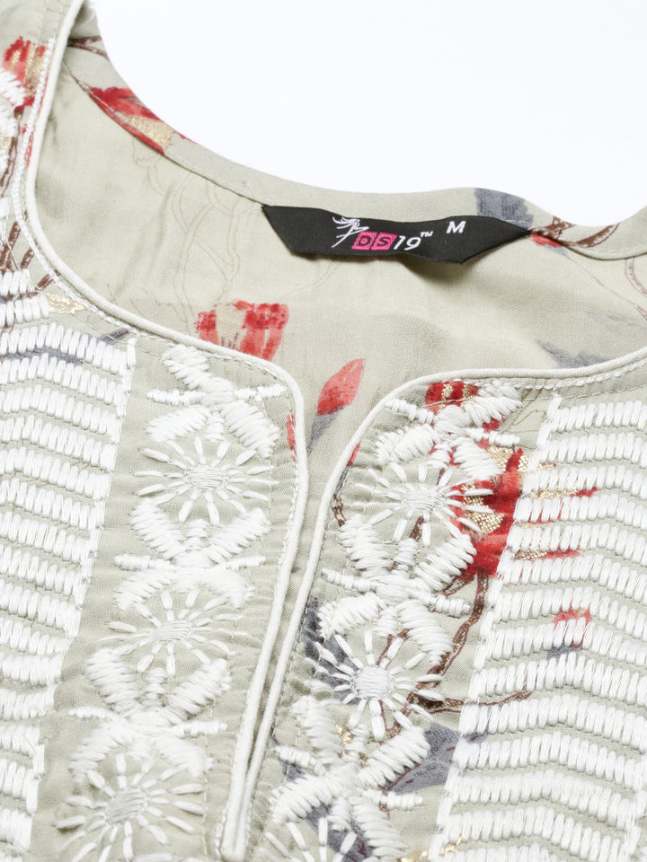 Neerus Grey Color Muslin Fabric Tunic