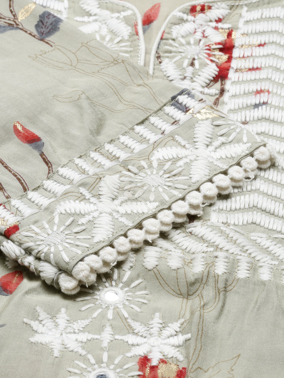 Neerus Grey Color Muslin Fabric Tunic