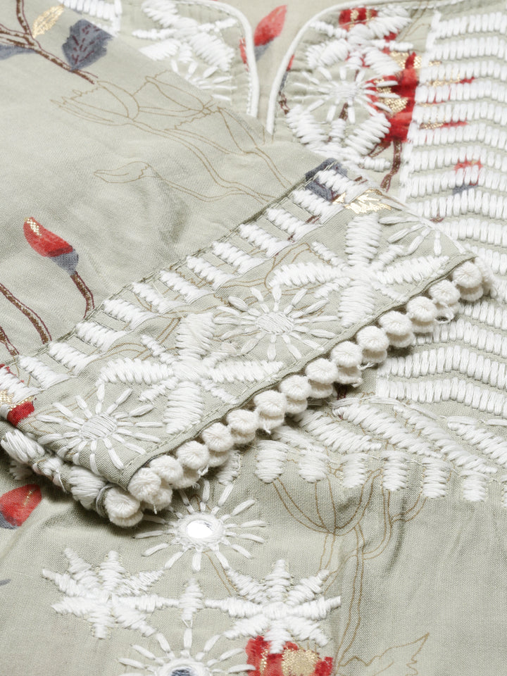 Neerus Grey Color Muslin Fabric Tunic