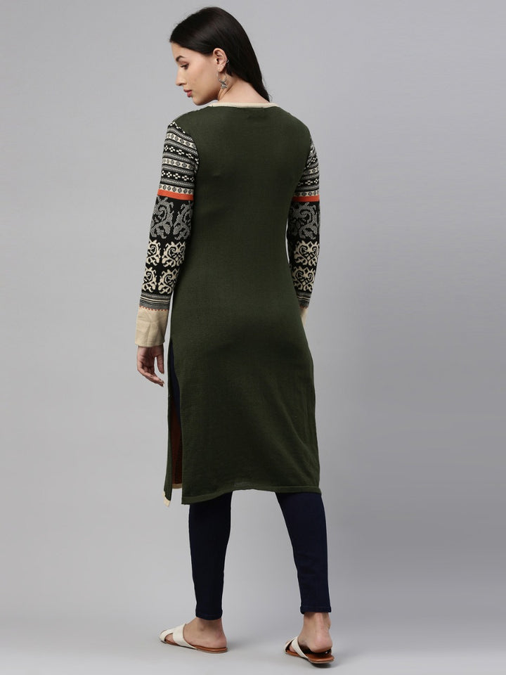 Neerus Ivory Color Undefined Fabric Kurtha Winter Wear