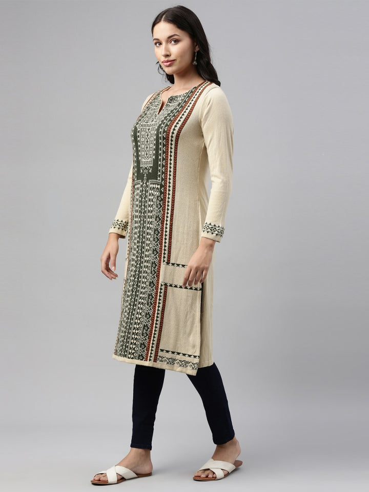 Neerus Ivory Color Winter Wear Kurtha