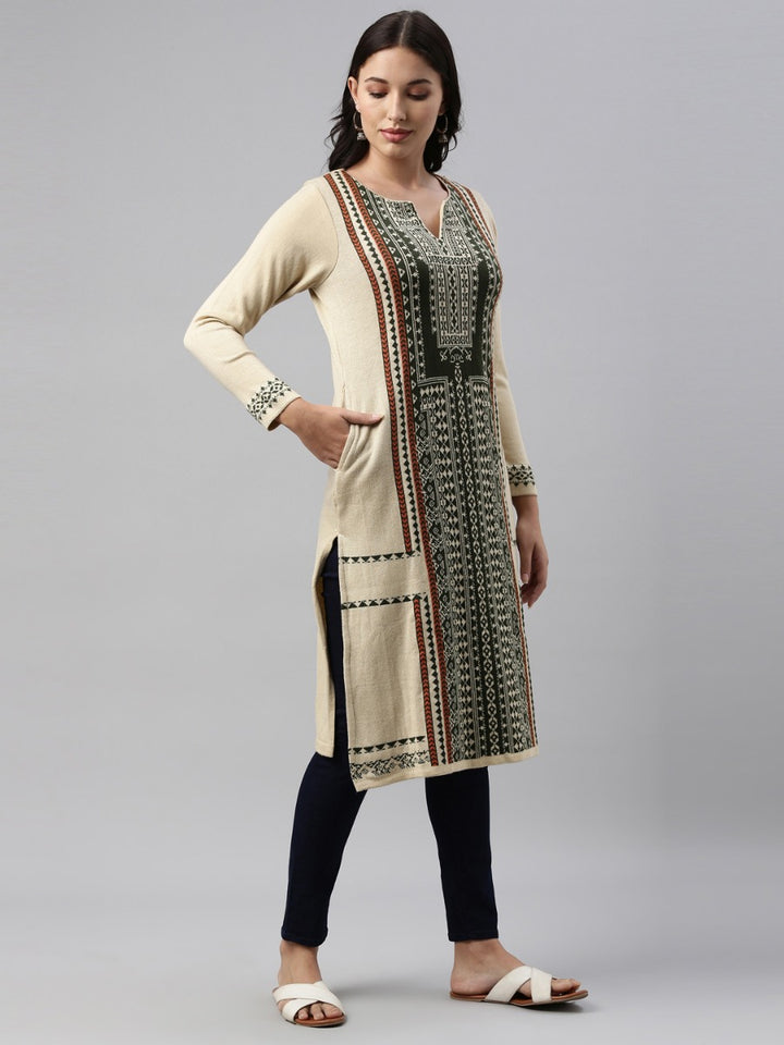 Neerus Ivory Color Winter Wear Kurtha