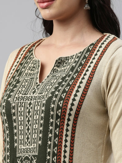 Neeru'S Ivory Color  Winter Wear Kurtha