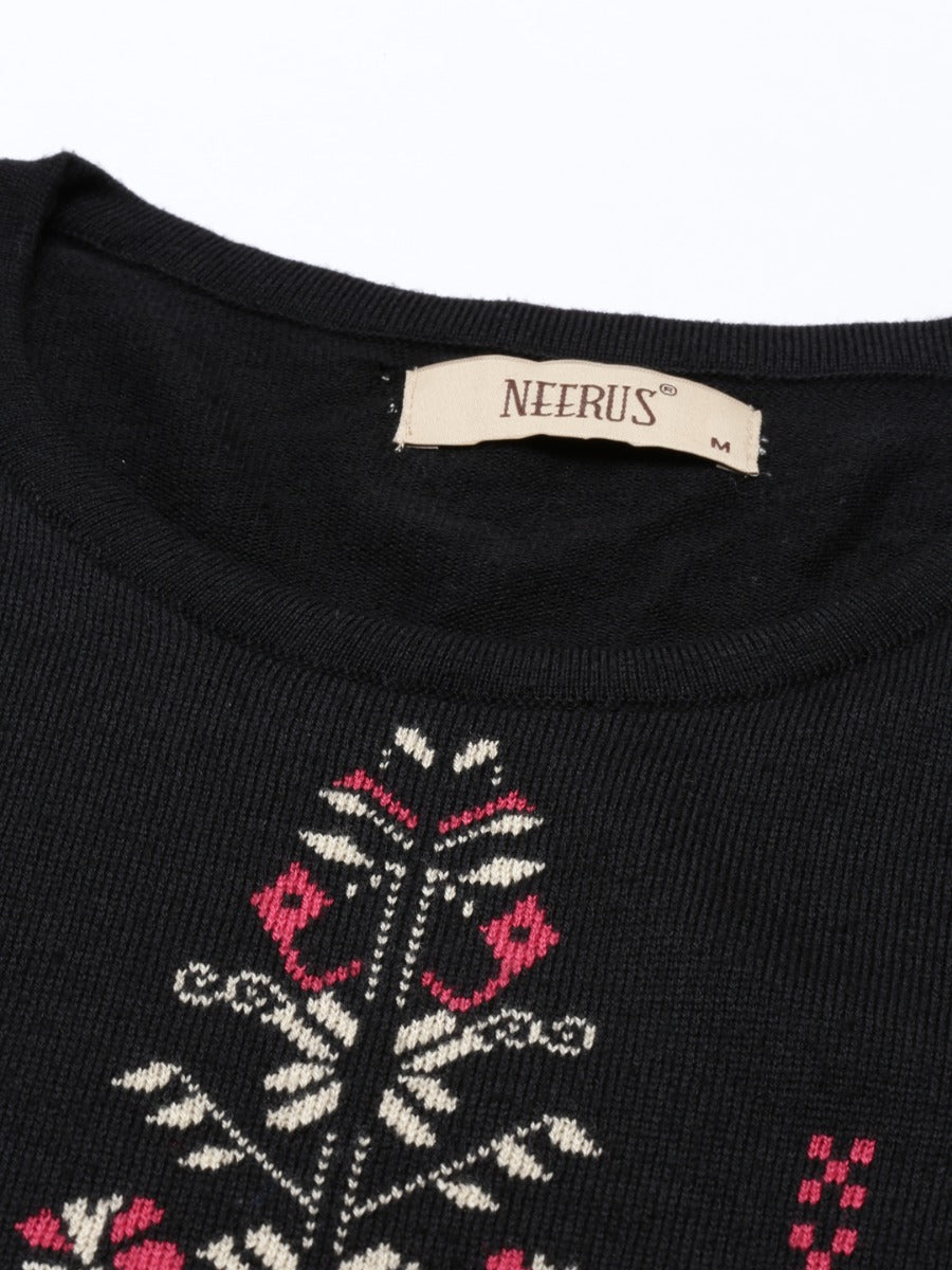 Neerus Black Color Winter Wear Kurtha