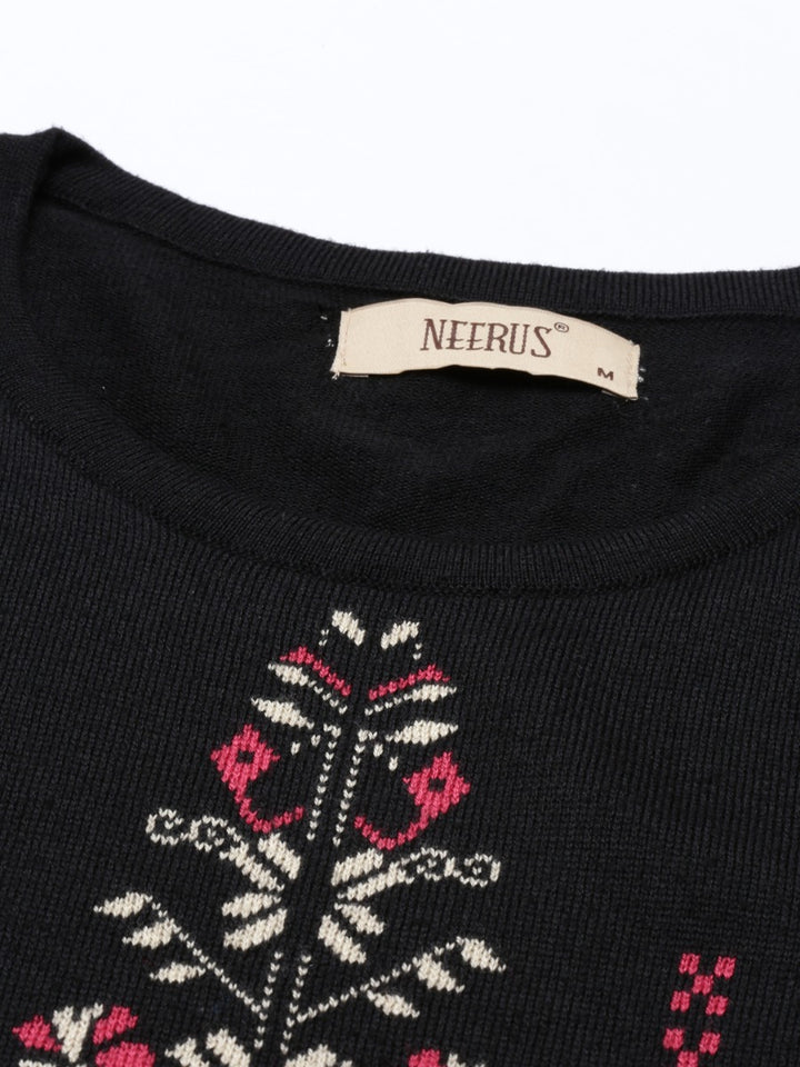 Neerus Black Color Winter Wear Kurtha