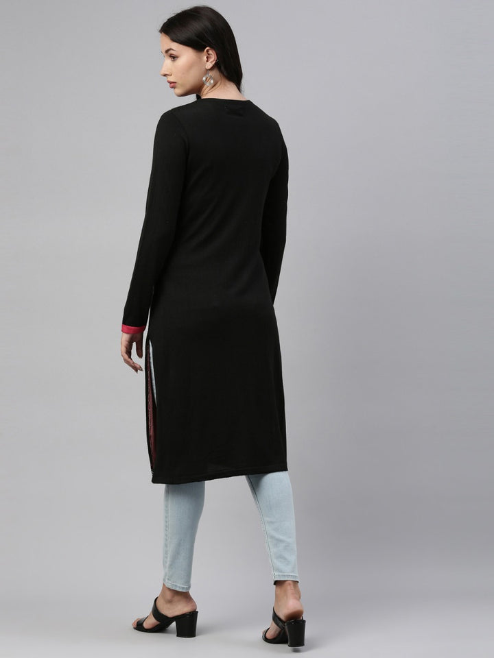 Neerus Black Color Winter Wear Kurtha