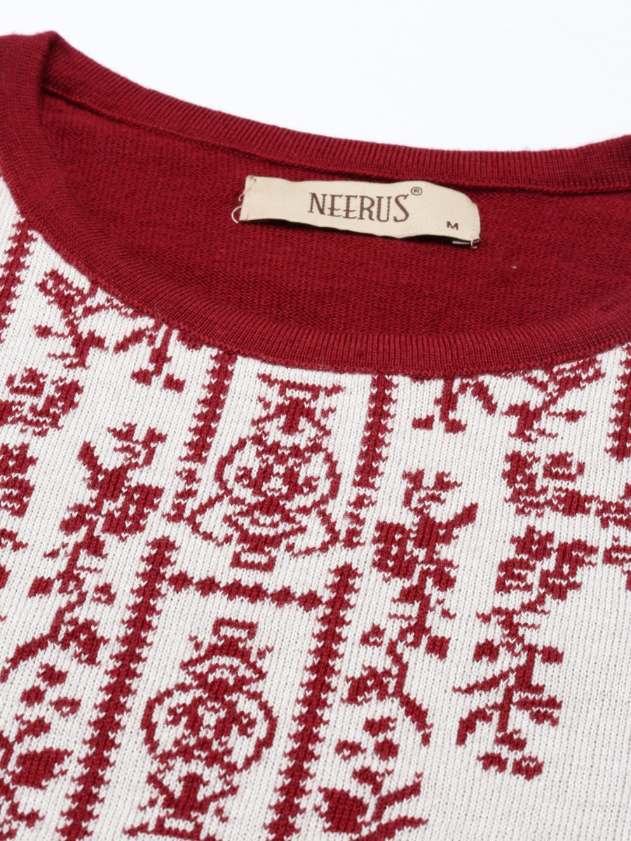 Neerus Maroon Color Winter Wear Kurtha