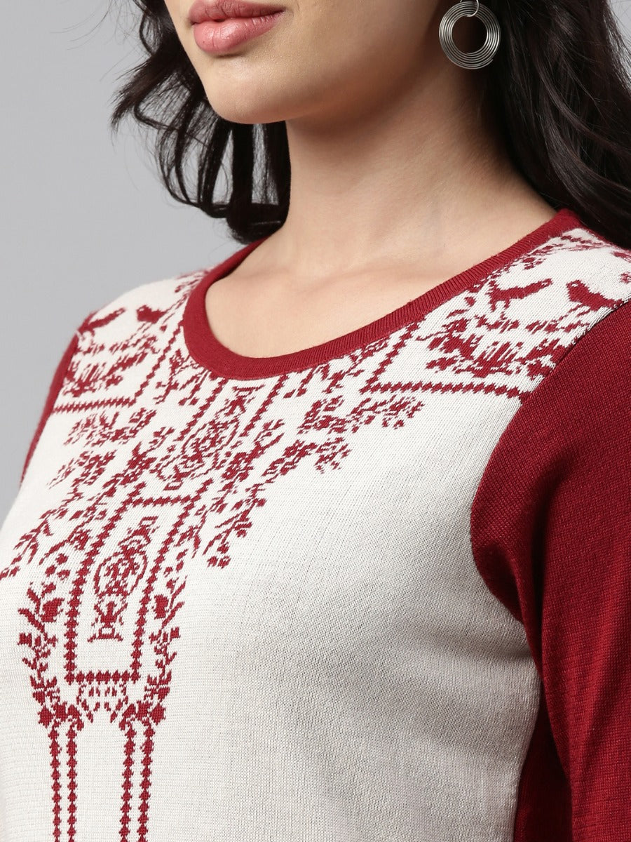 Neerus Maroon Color Winter Wear Kurtha