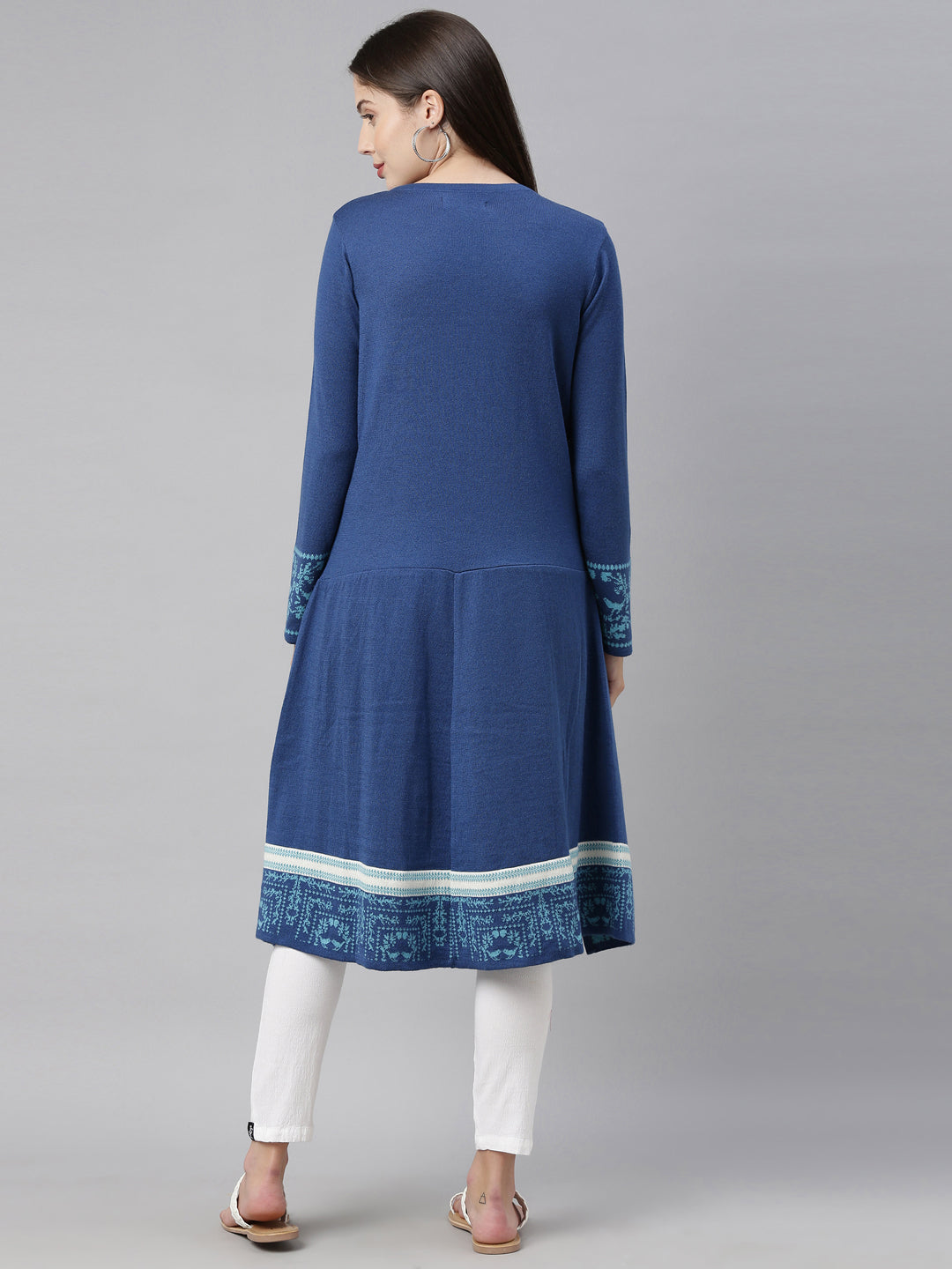 Neeru's Peacock Color Undefined Fabric Kurtha Winter Wear