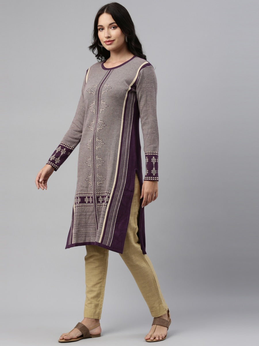 Buy W Navy & Off White Winter Kurta - Kurtas for Women 1075223 | Myntra