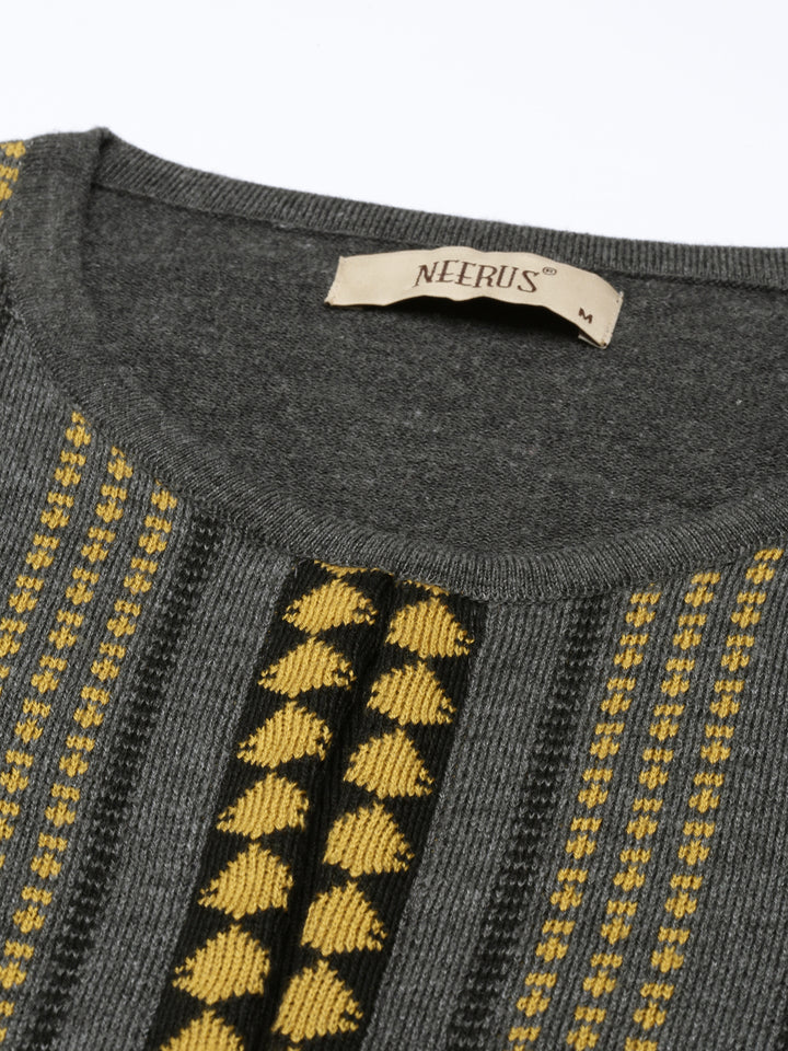 Neerus Grey straight kurti - detail view 8