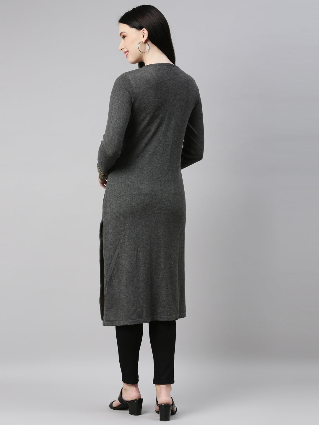 Neerus Grey straight kurti - detail view 18