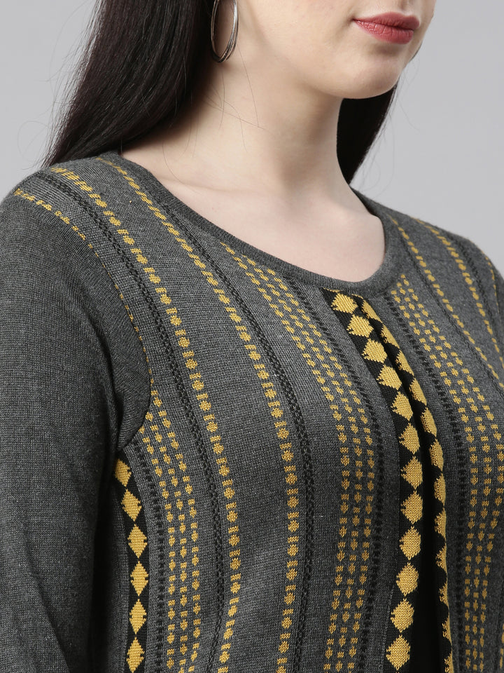 Neerus Grey straight kurti - detail view 14