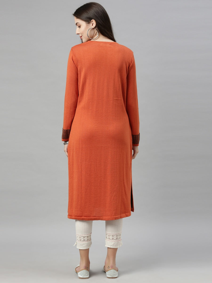 Neerus Rust Color Kurtha Winter Wear