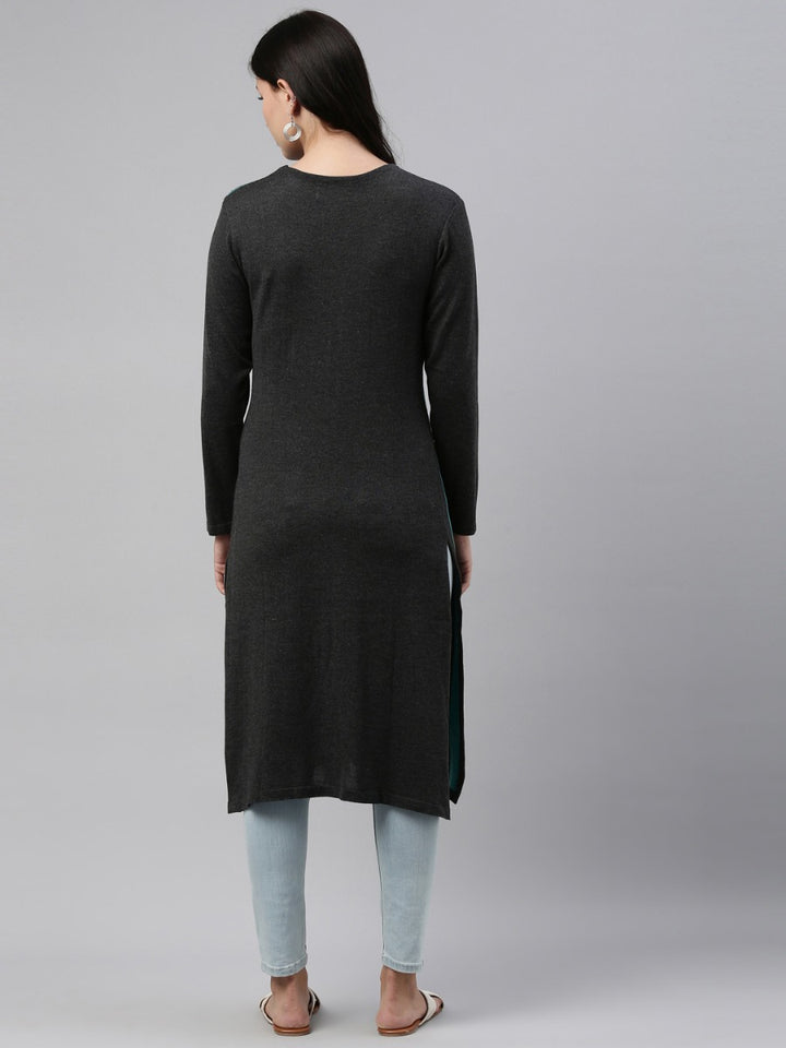 Neerus Turquise Color Winter Wear Kurtha