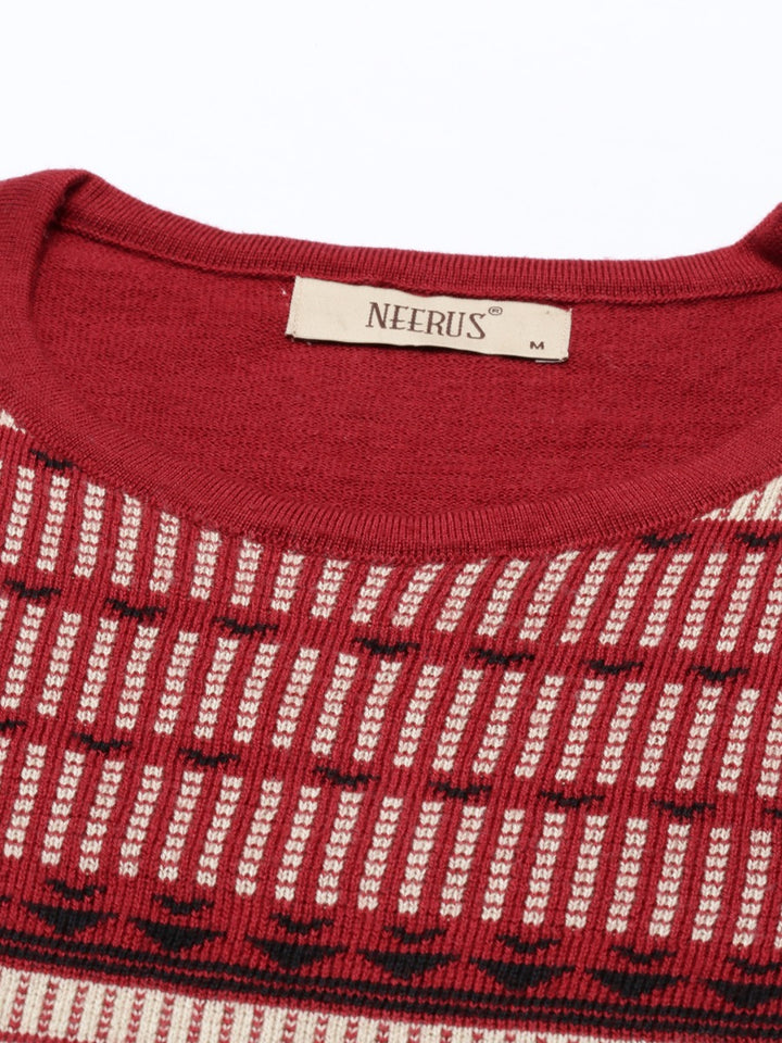Neerus Maroon Color Winter Wear Kurtha