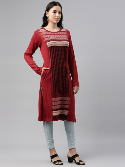 Neeru'S Maroon Color, Winter Wear Kurtha