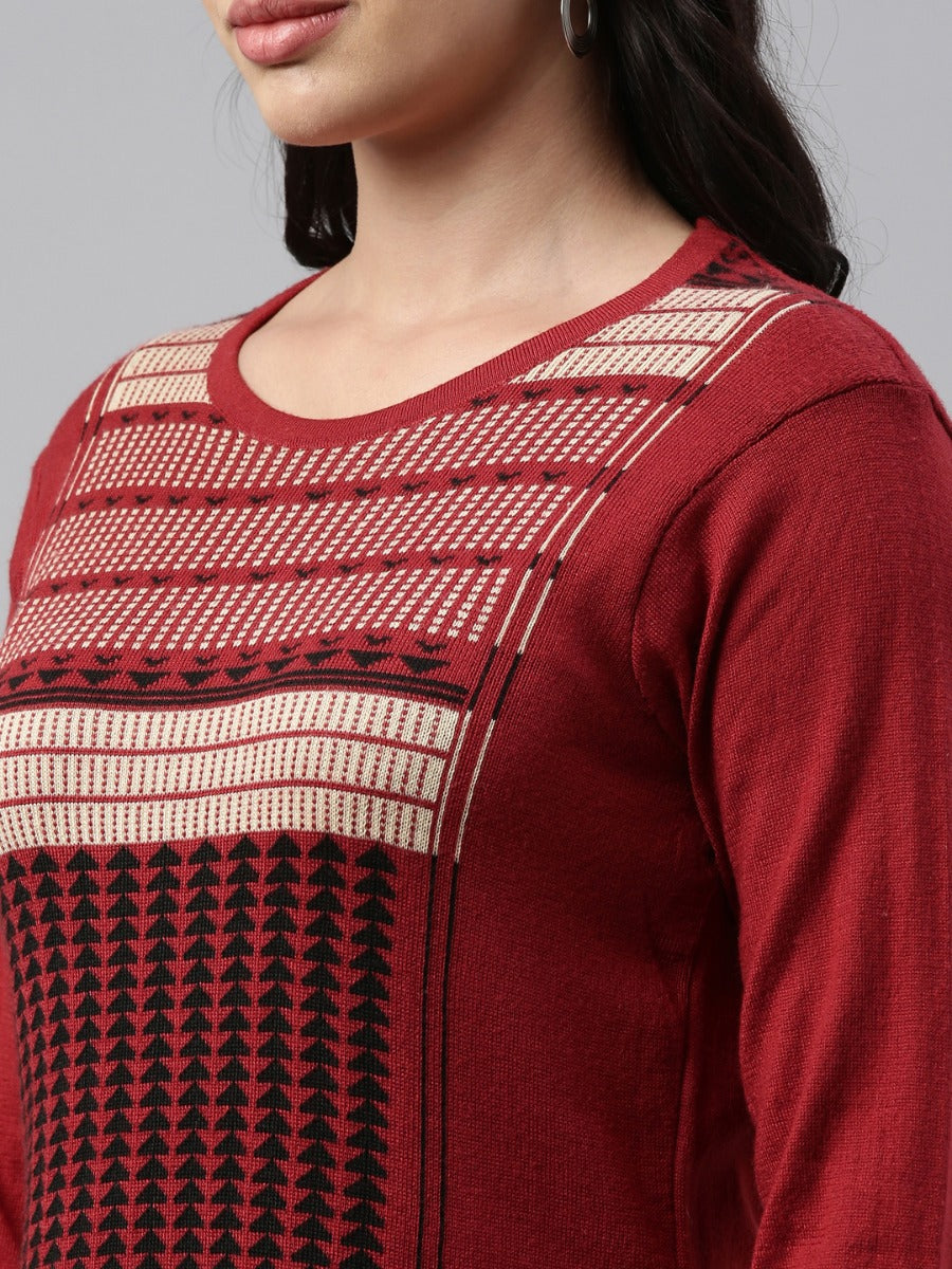 Neerus Maroon Color Winter Wear Kurtha