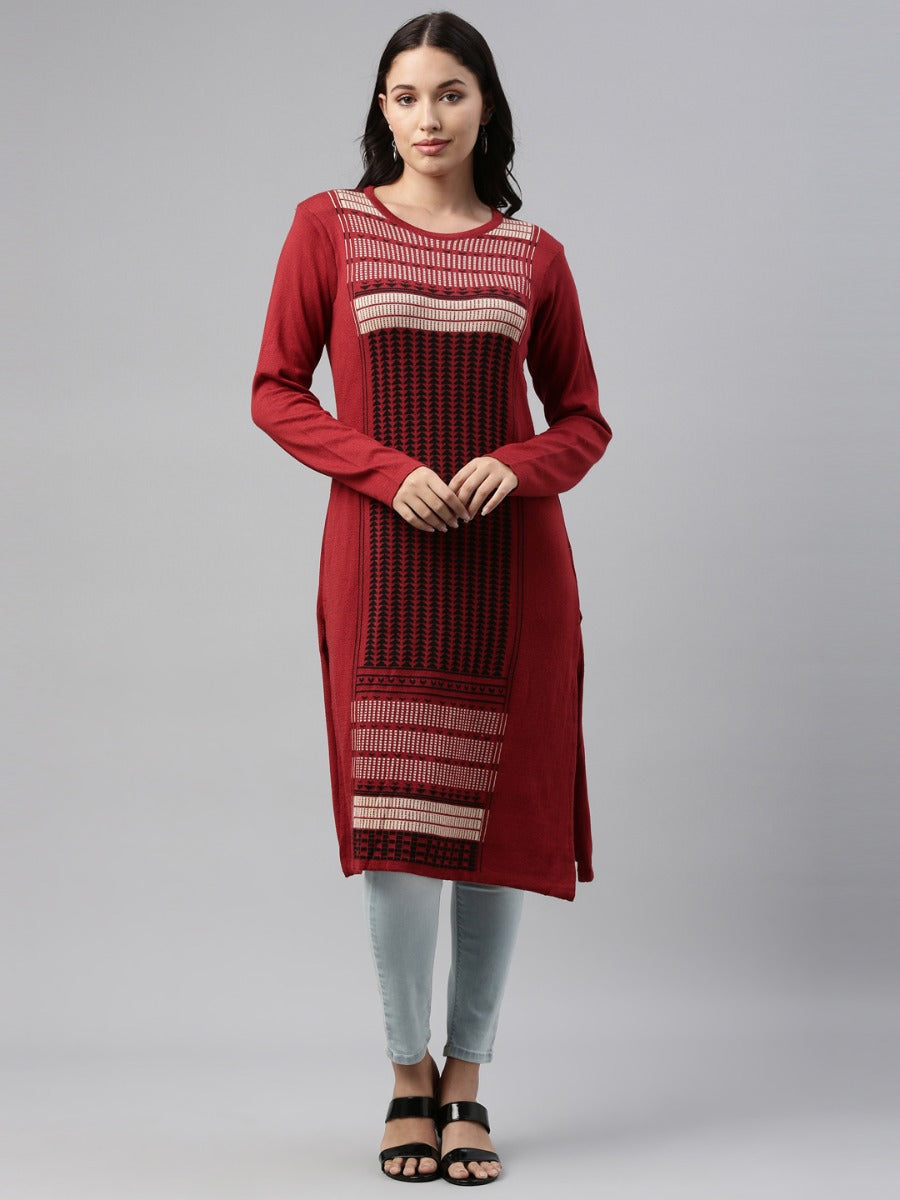 Neeru'S Maroon Color, Winter Wear Kurtha