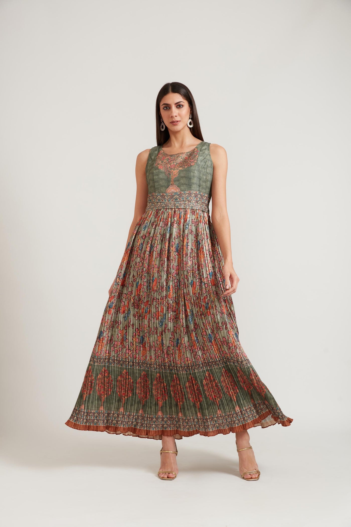 Neeru's Green Color Silk Fabric Gown