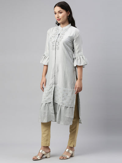 Neeru'S Grey Color, Model Fabric Tunic