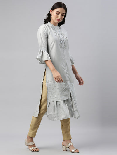 Neeru'S Grey Color, Model Fabric Tunic