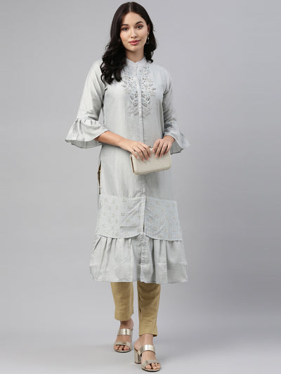 Neeru'S Grey Color, Model Fabric Tunic