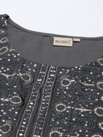 Neeru'S Grey Color, Georgette Fabric Tunic