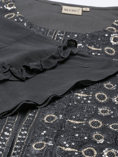 Neeru'S Grey Color, Georgette Fabric Tunic