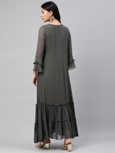 Neeru'S Grey Color, Georgette Fabric Tunic