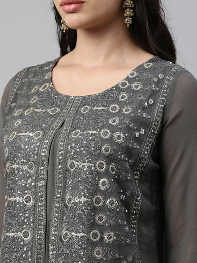Neeru'S Grey Color, Georgette Fabric Tunic