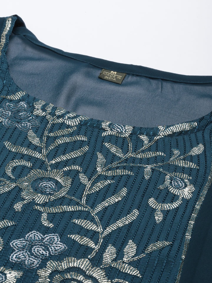 Neerus Rama Color Georgette Fabric Kurta