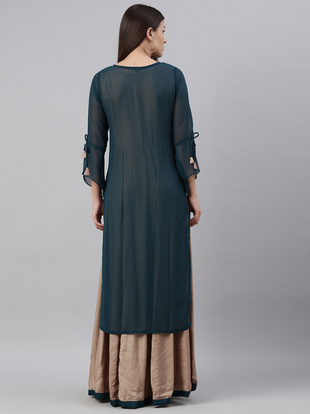 Neeru'S Rama Color Georgette Fabric Kurta
