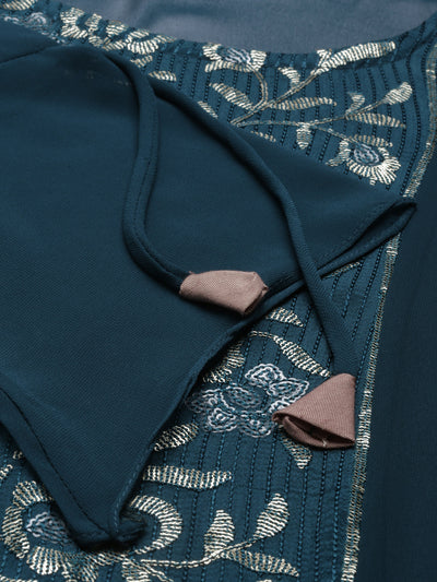 Neeru'S Rama Color Georgette Fabric Kurta
