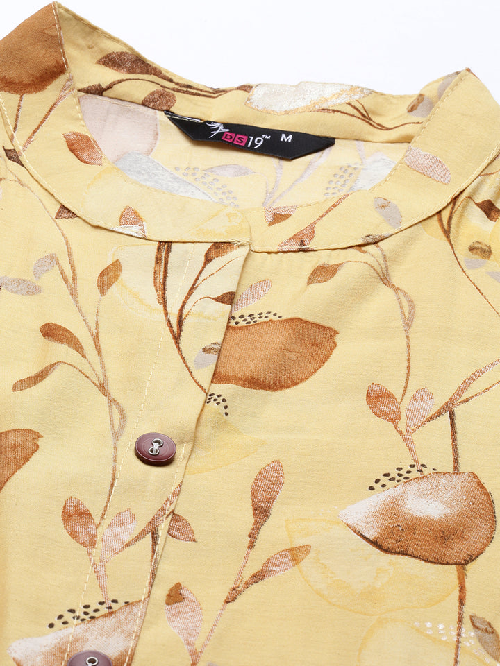 Neerus Yellow Color Muslin Fabric Tunic