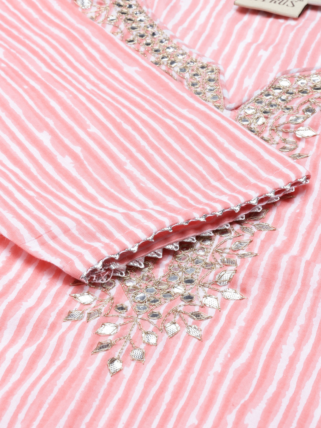 Neerus Pink cotton kurta set - side view