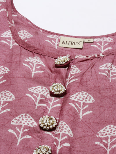 Neeru's Onion Color Muslin Fabric Tunic