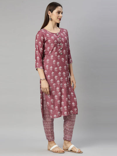 Neeru's Onion Color Muslin Fabric Tunic