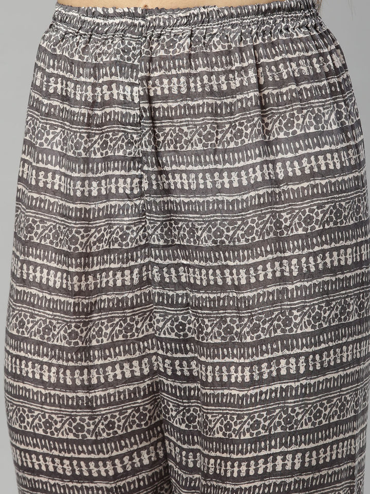 Neerus Grey Color Muslin Fabric Tunic