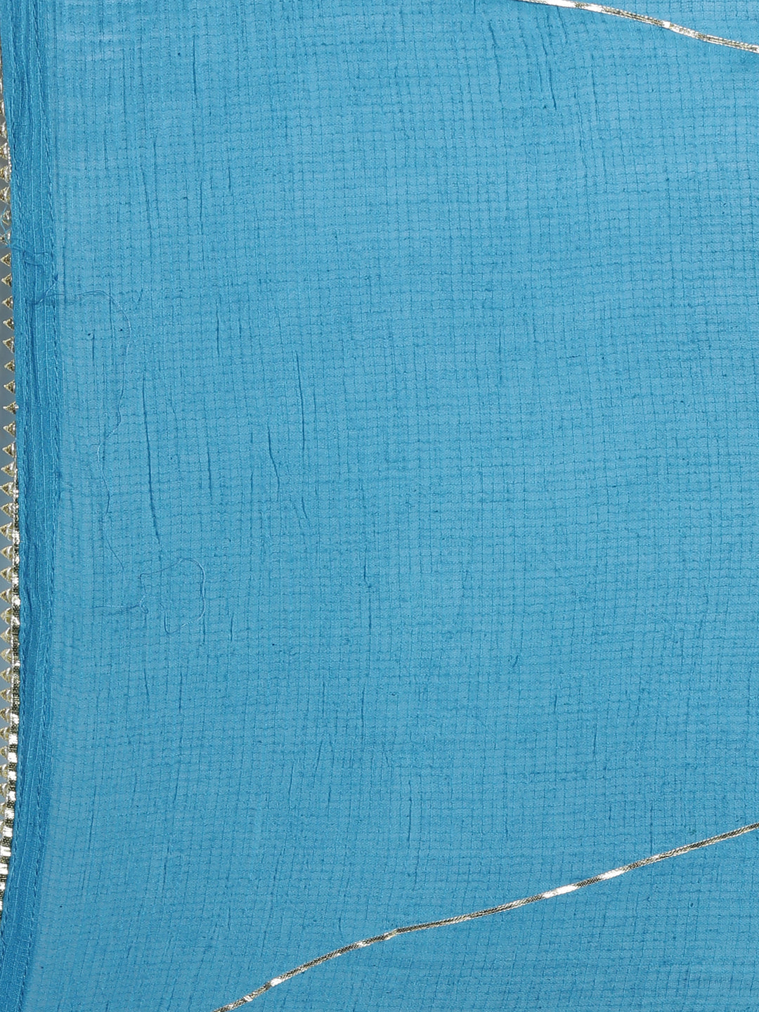 Neerus Blue cotton printed kurta set with churidar and dupatta - detail view 3