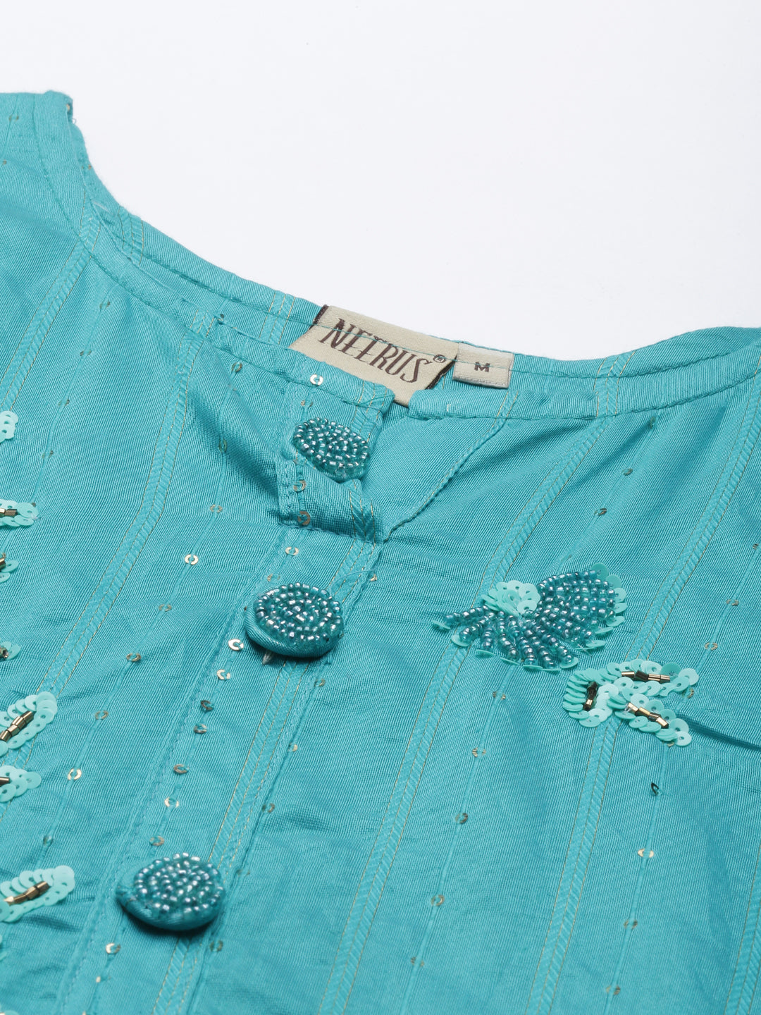 Neerus Rama Color Chanderi Fabric Kurta Set