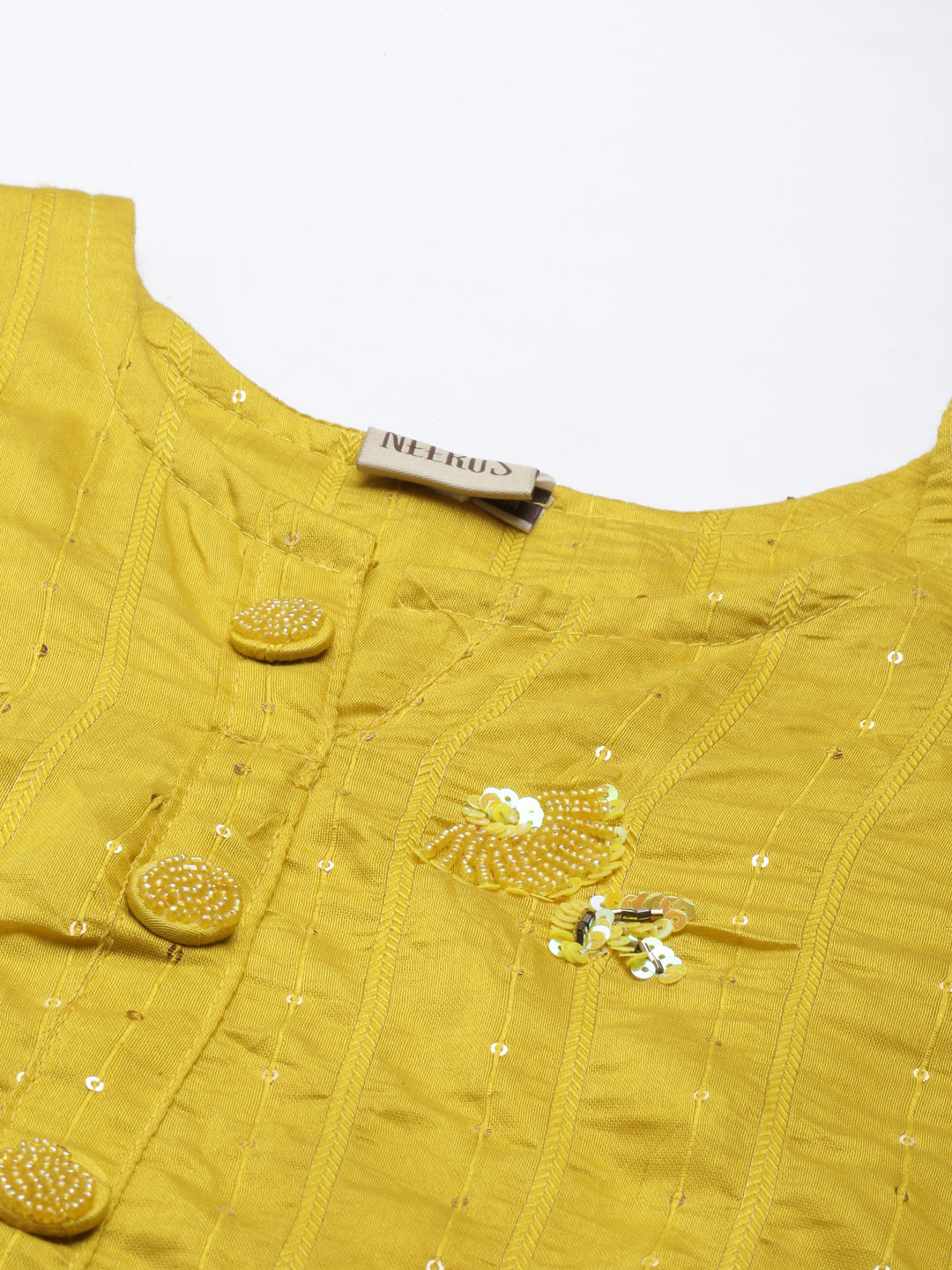 Neeru'S Yellow Color Chanderi Fabric Kurta Set
