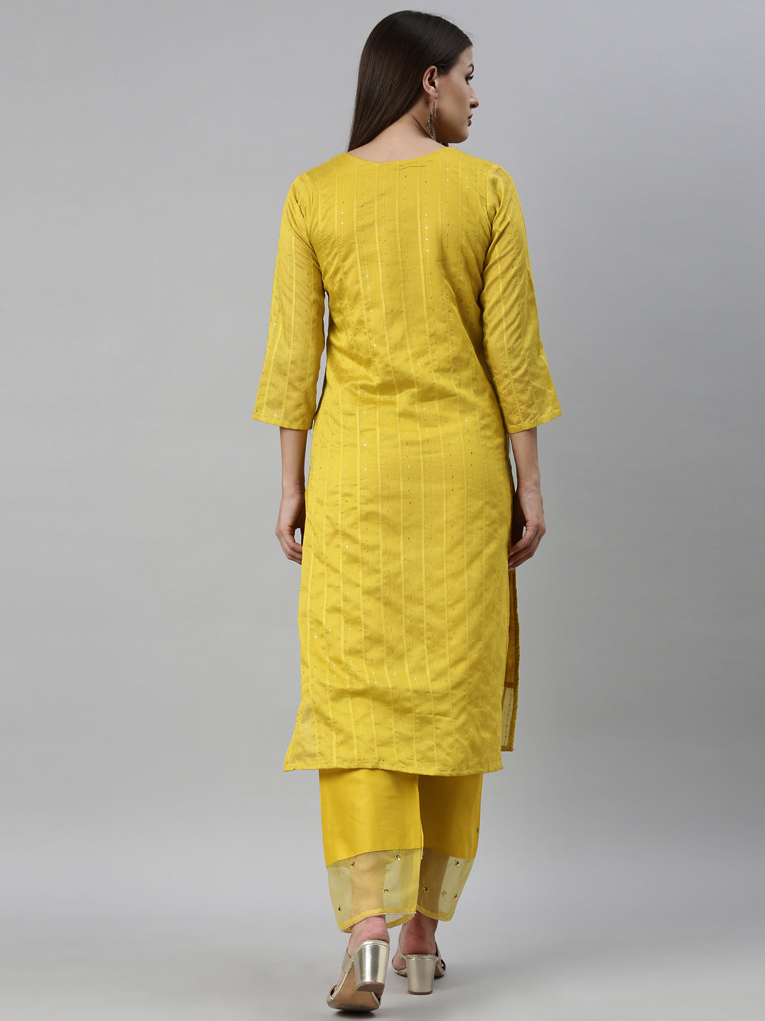 Neeru'S Yellow Color Chanderi Fabric Kurta Set
