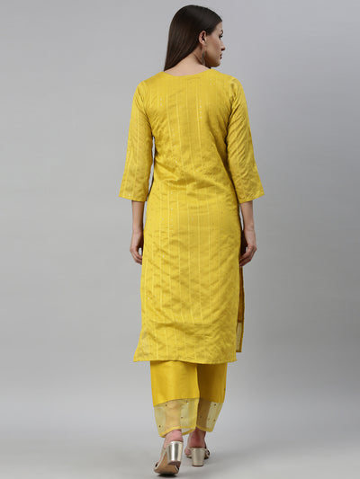 Neeru'S Yellow Color Chanderi Fabric Kurta Set