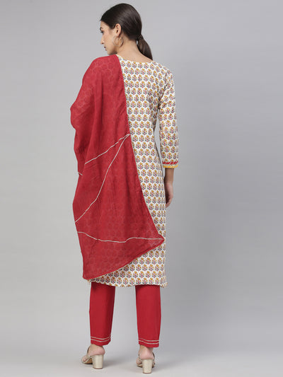 Neeru's Maroon Color Cotton Fabric Kurta Set