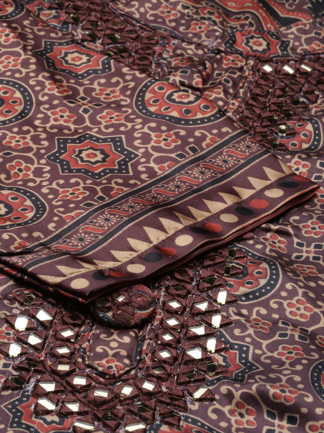 Neerus Brown Color Silk Fabric Kurta Set