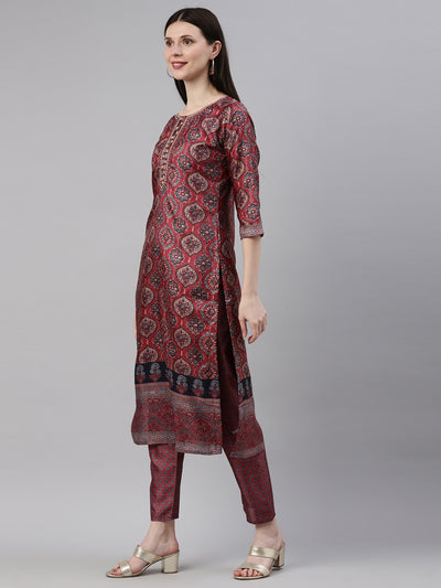 Neeru'S Maroon Color Dupion Silk Fabric Kurta Set