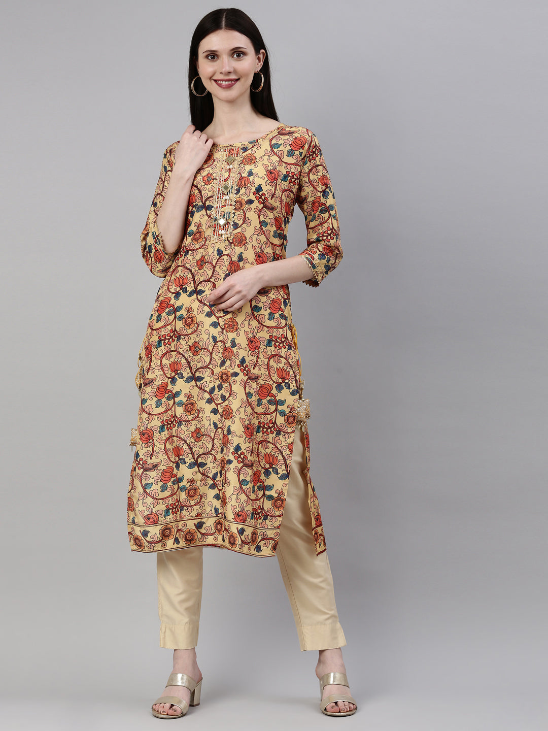 Neeru's Yellow Color Dupion Silk Fabric Kurta