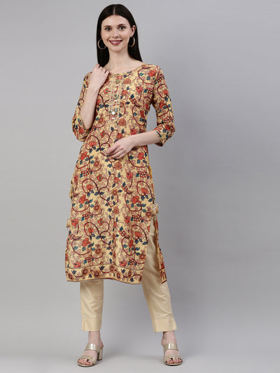 Neeru's Yellow Color Dupion Silk Fabric Kurta